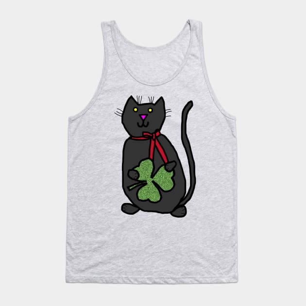 Cat Holding Shamrock for St Patricks Day Tank Top by ellenhenryart